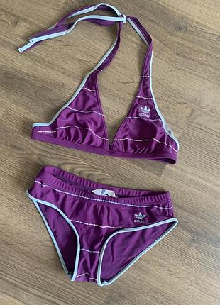 Дитячий роздільний фіолетовий купальник від adidas originals на 11-12 років
