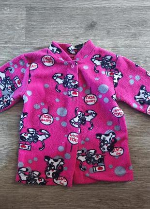 👚детская теплая розовая флисовая кофта с котиками, 80 размер👚
