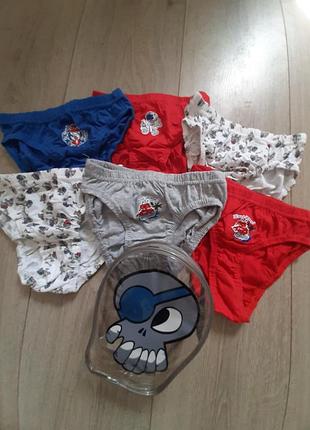 Набор трусики для мальчика,6 шт, новые, cotton 100%, возраст 5-6 лет, рост 116 см.