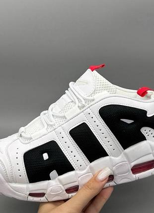 Nike air more uptempo low white black red