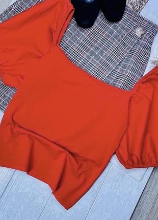 Нова літня блуза h&m xl трикотажна блуза з об’ємними рукавами блуза з квадратним вирізом