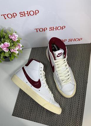 Оригінальні кросівки шкіряні високі хайтопи nike blazer mid