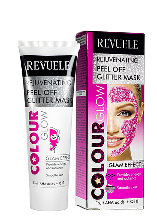 Маска пленка для лица омолаживающая revuele color glow rejuvenating pell-off glitter mask
