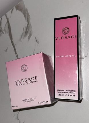 Набір парфумований ✨versace bright crystal✨парфуми 90мл +крем для тіла