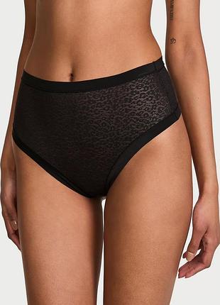 Чорні безшовні трусики стринги з мереживом висока посадка victoria’s secret оригінал