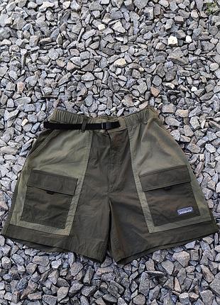 🩳 шорти patagonia cargo, оливкові, з ременем