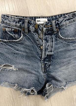 Джинсові шорти від zara голубі на високий посадці 32