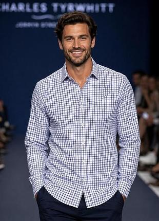 Рубашка мужская charles tyrwhitt синяя l хлопок