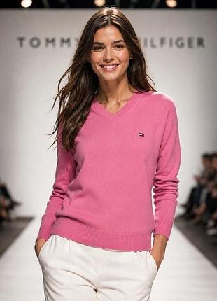 Джемпер жіночий tommy hilfiger, рожевий, розмір l, 100% бавовна