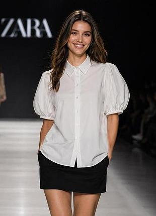 Блуза жіноча zara біла, розмір m, бавовна та поліестер
