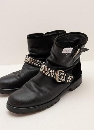 Жіночі шкіряні черевики / чоботи navyboot з заклепками (made in italy)