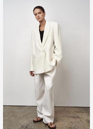Двобортний блейзер zw collection zara льон 3014/586