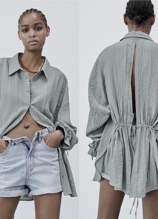 Zara стильна сорочка з завʼязками з віскози