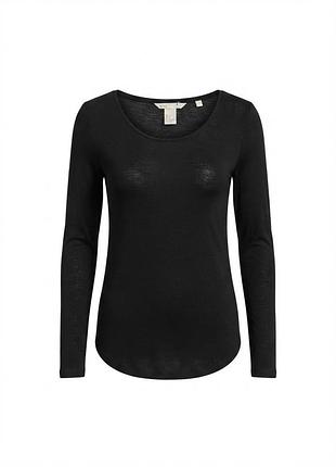 Базовый черный лонгслив h&m basic из вискозы, размер xs