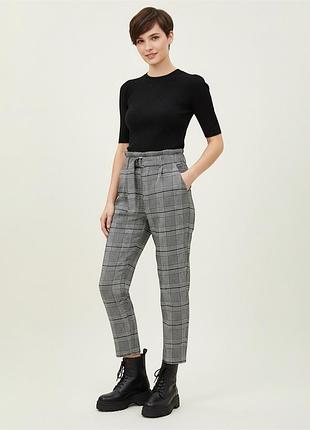 Брюки у клітинку з високою талією та поясом h&m, розмір xs