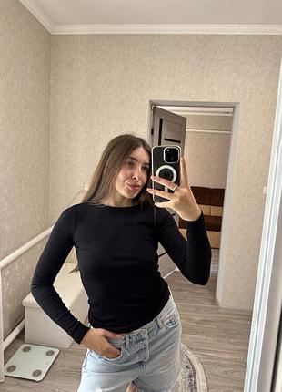 Лонгслів чорний h&m