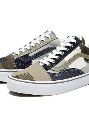 Кеди vans old skool «patchwork сато» з комбінованим дизайном у стилі печворк та білою пухнастою облямівкою навколо халяви