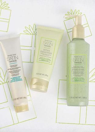 Набір для спа-догляду за руками mary kay satin hands «білий чай і цитрус» — 3 засоби з маслом ши