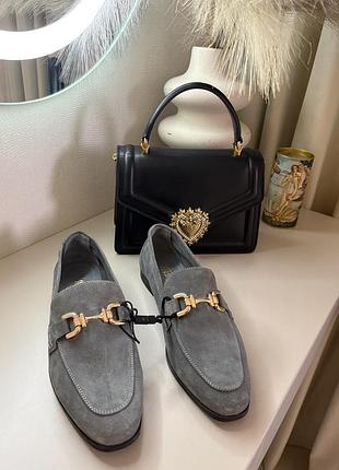 Лофери натуральний замш в трендовому блакитному кольорі zara
