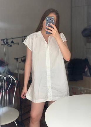Біла бавовняна сукня сорочка, подовжена сорочка h&m