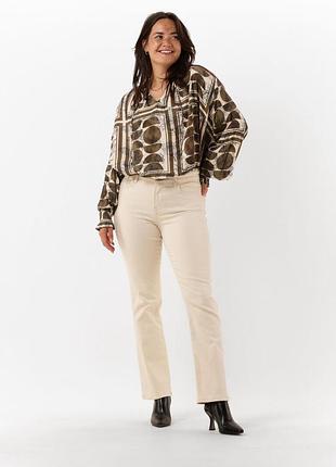 Женская блуза свободного кроя mos mosh macha ls bubble blouse в оттенке хаки/кремовый. размер l
