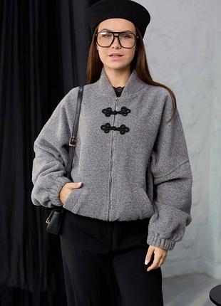 Теплый бомбер кофта на молнии для девочки 3