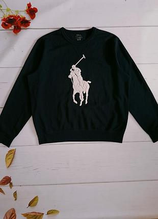Чорний преміальний світшот кофта жіноча з великим логотипом polo ralph lauren (оригінал)