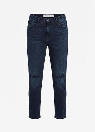 Синие джинсы скинни next relaxed skinny mid rise с разрезами на коленях, размер 40 (eu) / 12 (uk)