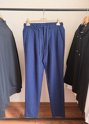 Штаны boggi milano navy blue travel wool coulisse trousers