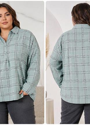 Жіноча сорочка george plus size м'ятного кольору в клітинку uk 22