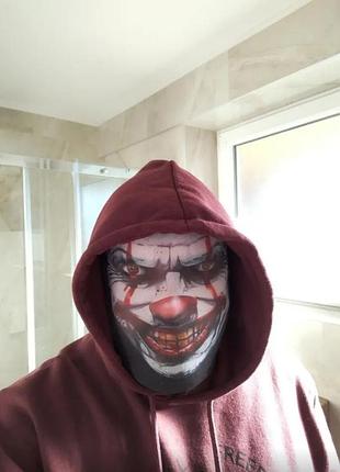 Маска-балаклава "зломый клоун 🤡", penny-wise, реалистичная маска на хеллоуин.