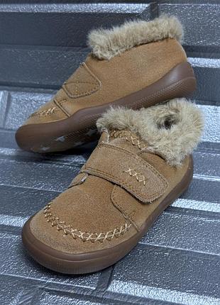 Черевики дитячі 25 розмір (15,5 см устілька) clarks для дівчинки коричневі натуральна шкіра нубук демісезон осінь весна дитяче взуття для дівчаток