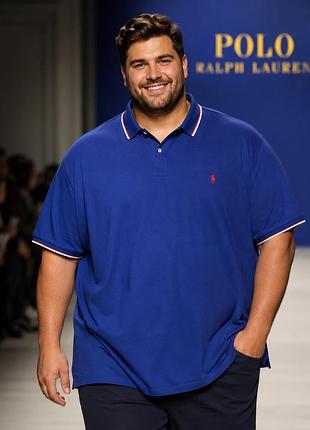 Чоловіча футболка поло polo ralph lauren синя 3xl- 4xl (100% бавовна)