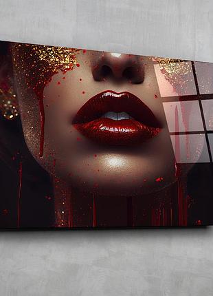 Картина на склі novellaprint "червоні губи" 45х30см (pic-297-00)