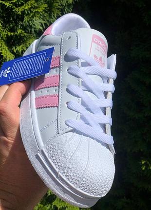 Жіночі кросівки adidas superstar white pink