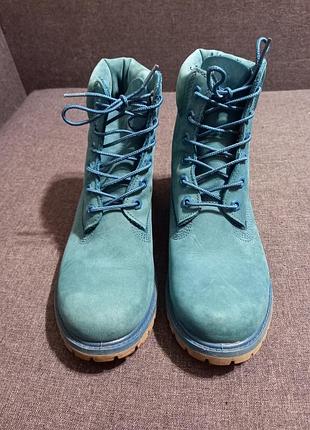Жіночі шкіряні черевики бірюзового кольору бренду timberland