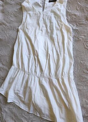 Платье платье zara xs женское белое хлопковое