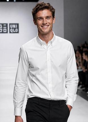 Чоловіча сорочка uniqlo біла l - xl бавовна
