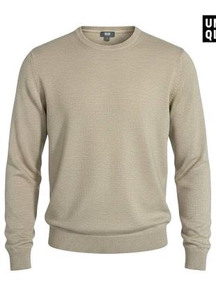 Оригінальний чоловічий лляний светр uniqlo розмір м пісочний лонгслів юнікло-льовий гольф лунинний лонг льон легкий тонкий casual базовий m