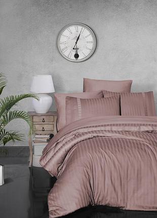 Комплект постільної білизни first choice new trend pudra сатиновий 220-200 см пудровий