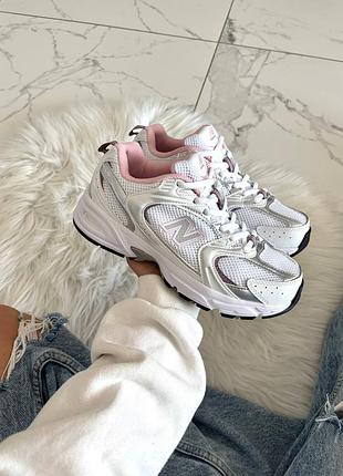 Кроссовки new balance 530 white silver pink v2. белая подошва арт 4105