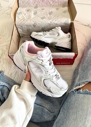 Кроссовки new balance 530 white silver pink v2. белая подошва арт 4105