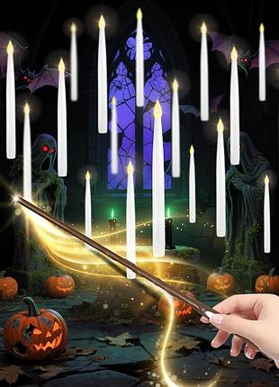 Светодиодные ширяющие свечи lusharbor led floating candles с очаровательной палочкой (10 шт / болевые / белые)