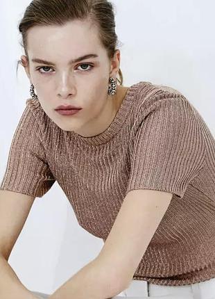 Золотая праздничная кофта h&amp;m с металлизированными нитями, размер l