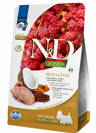 Сухой корм farmina (фармина) n&amp;d grain free quinoa skin &amp; coat quail adult mini -2,5 кг
