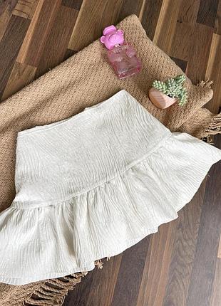 Біла міні спідниця зара zara з рюшами