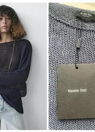 Трикотажний светр із суміші котона та льону від massimo dutti, з довгими рукавами, р. m