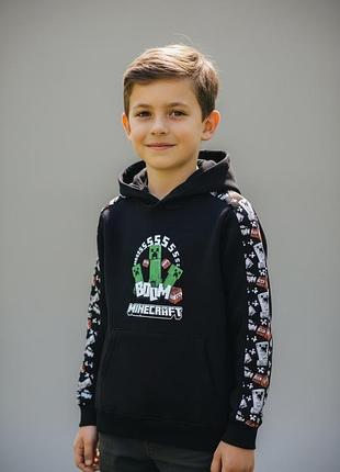 Чорна толстовка худі  minecraft nutmeg на хлопця 10-11 років