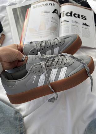 Кросівки легкі зручні adidas samba xlg grey white platform