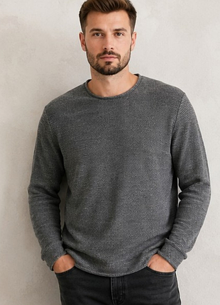 Чоловічий джемпер h&m сірий меланж s, фактично m